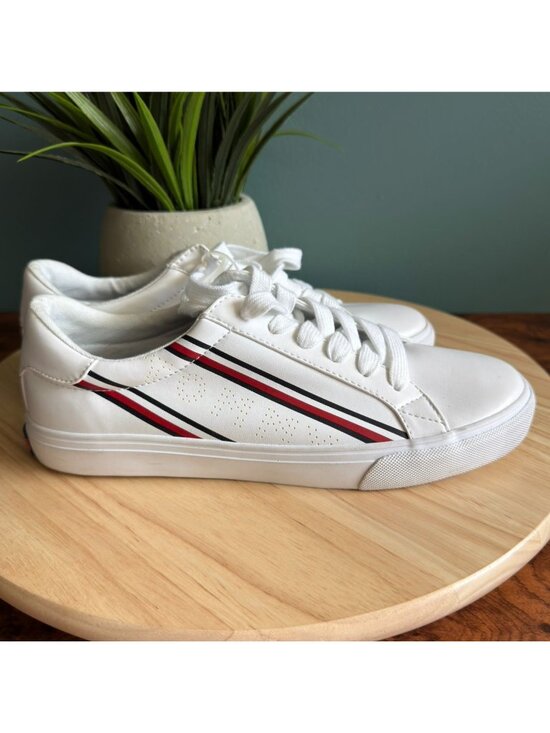 Tommy Hilfiger Shoes - Tommy Hilfiger Womens Size 8 Tennis Sneakers Tsenia-Z White Red  Black Stripes